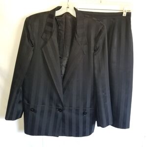 Classic Black Striped Women's Blazer and Skirt